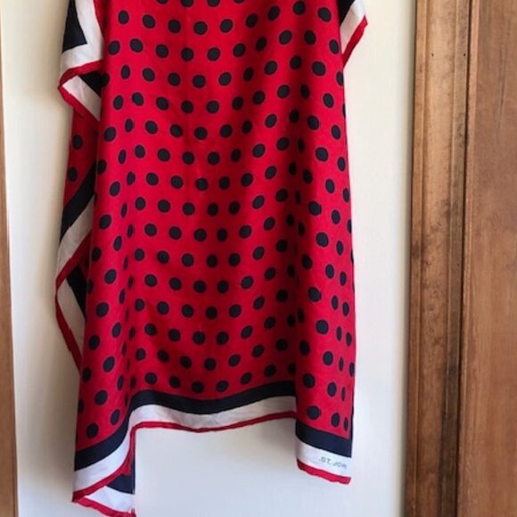 ST. JOHN Red White Blue Polka Dot Square Scarf Vintage Rare - Picture 7 of 16